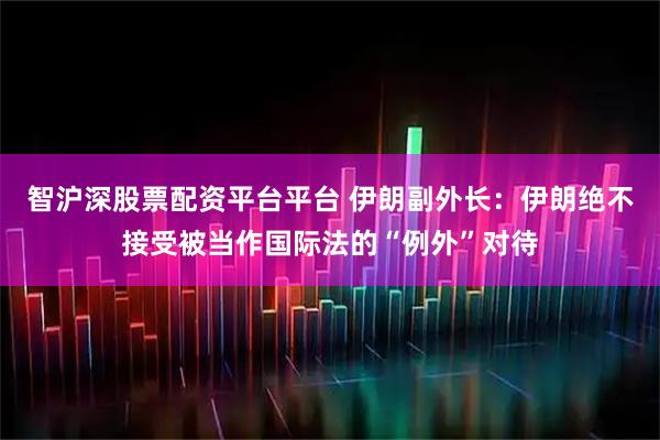 智沪深股票配资平台平台 伊朗副外长：伊朗绝不接受被当作国际法的“例外”对待